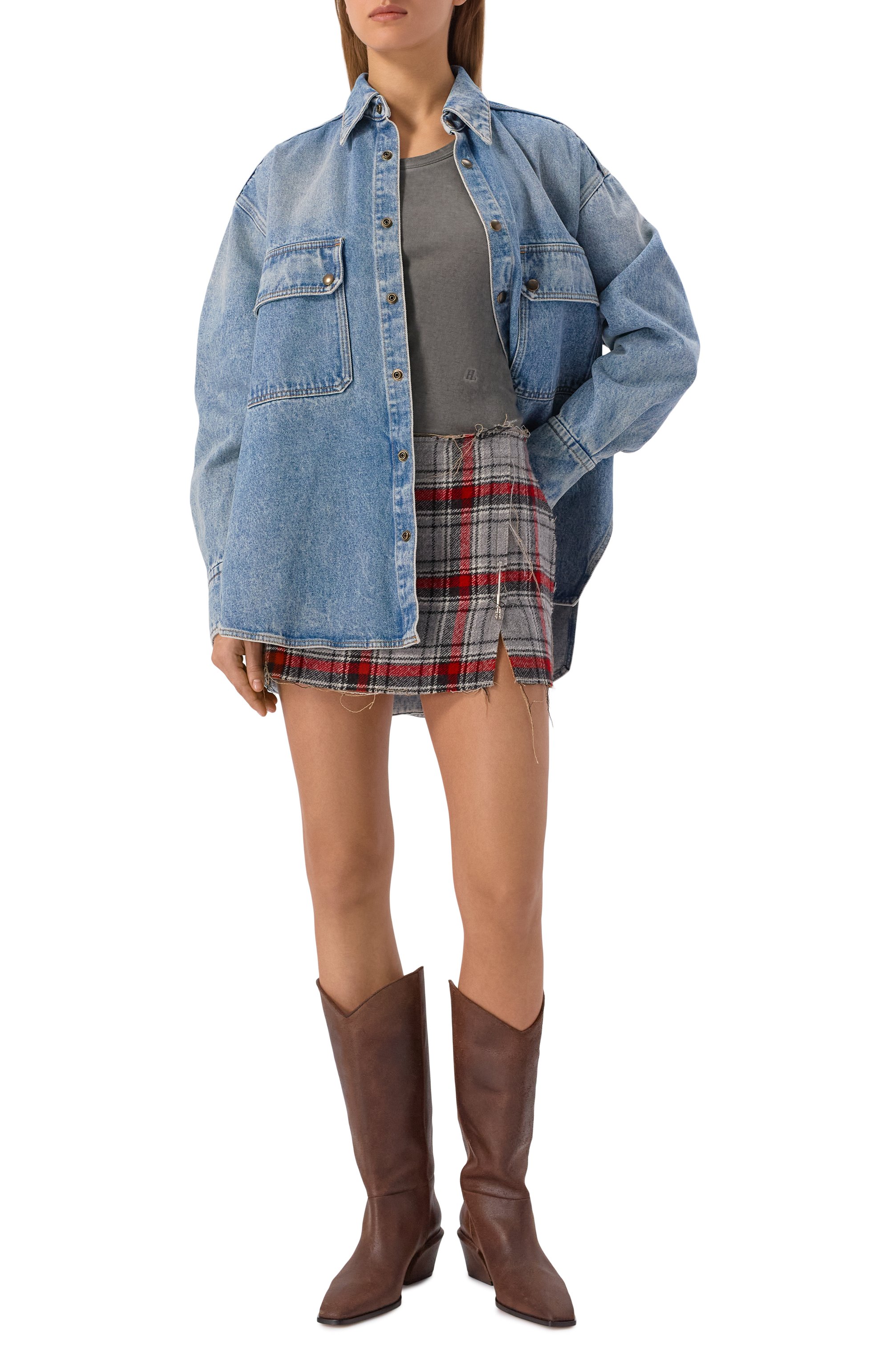 Двусторонняя юбка из хлопка и шерсти R13, арт. R13WR470-R566A, фото 2