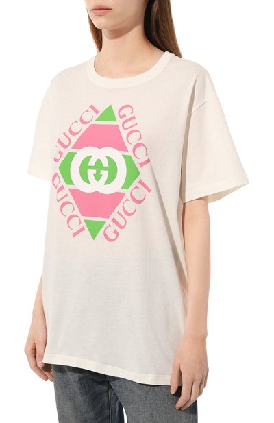 Хлопковая футболка GUCCI белого цвета по цене 54500 руб., арт. 717422/XJEWF, фото 3 Хлопковая футболка GUCCI, арт. 717422/XJEWF, фото 3