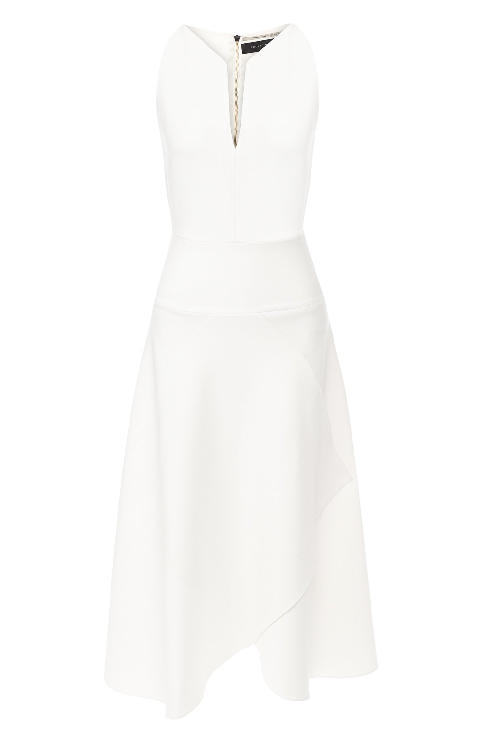 Платье-миди с оборкой ROLAND MOURET белого цвета по цене 134000 руб., арт. PS19/S0546/F2196, фото 1 Платье-миди с оборкой ROLAND MOURET, арт. PS19/S0546/F2196, фото 1