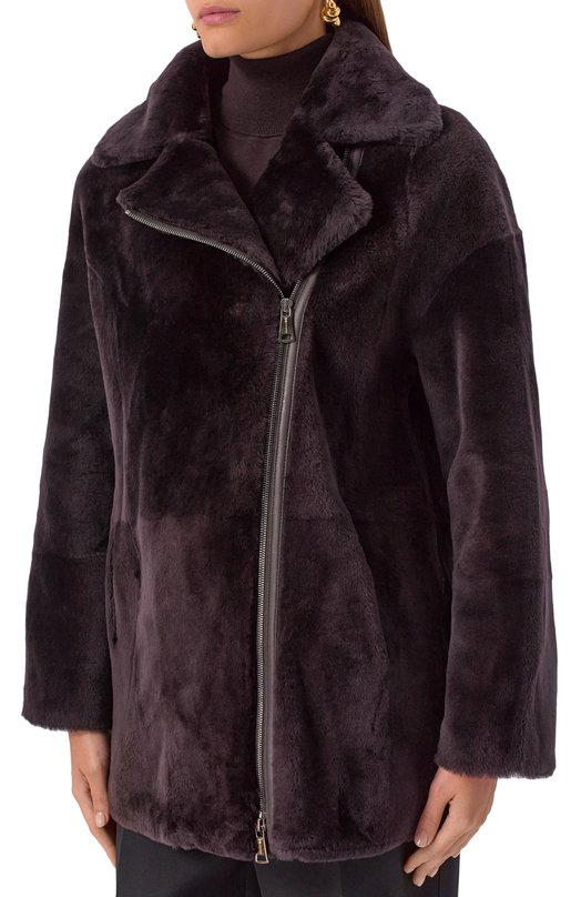 Дубленка из овчины manzoni24 25M1418-S21 Коричневый  25M1418-S21 Фото 3