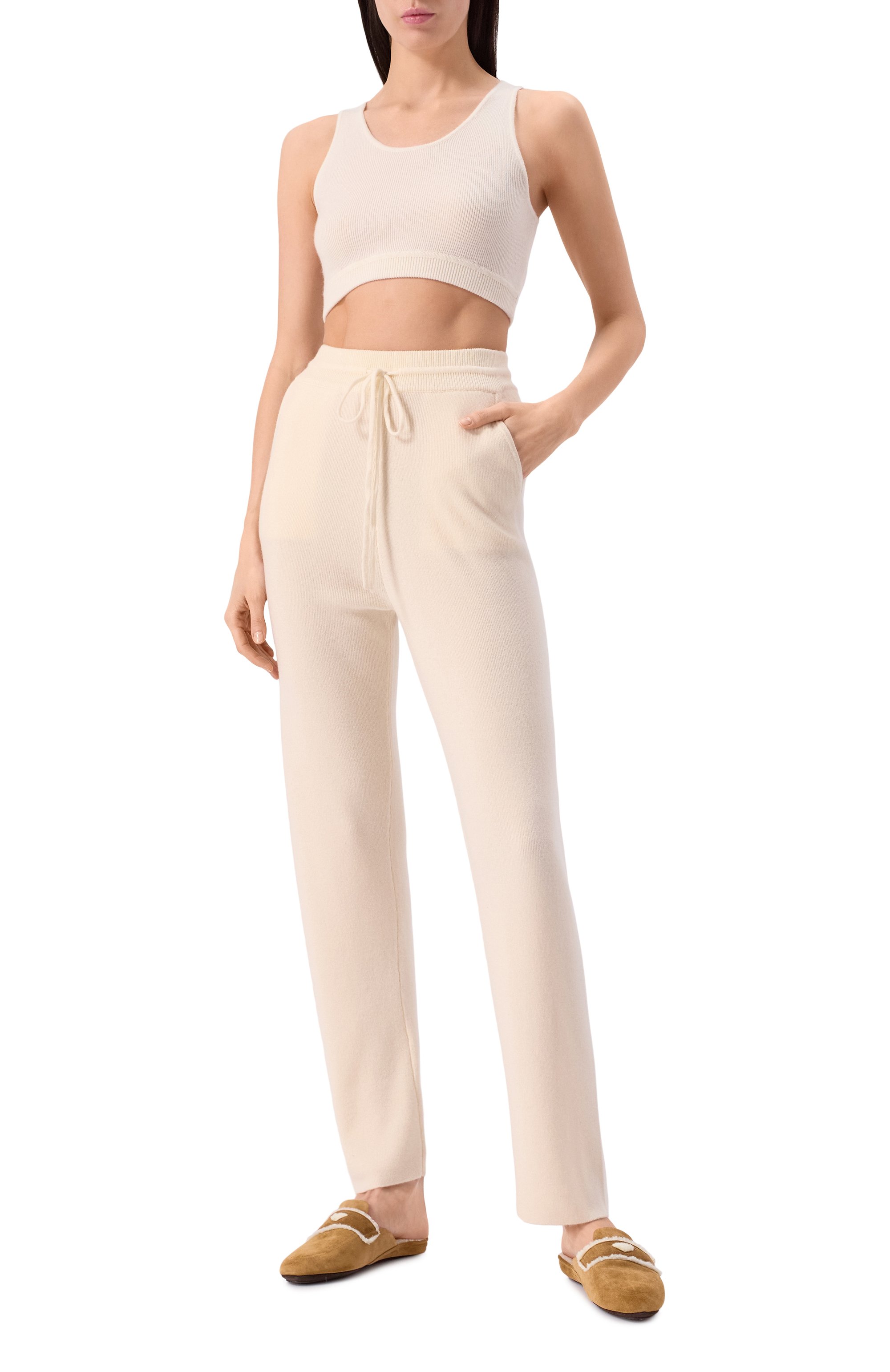 Кашемировые брюки EDOMO кремового цвета по цене 43900 руб., арт. T006010FW2324, фото 2 Кашемировые брюки EDOMO, арт. T006010FW2324, фото 2