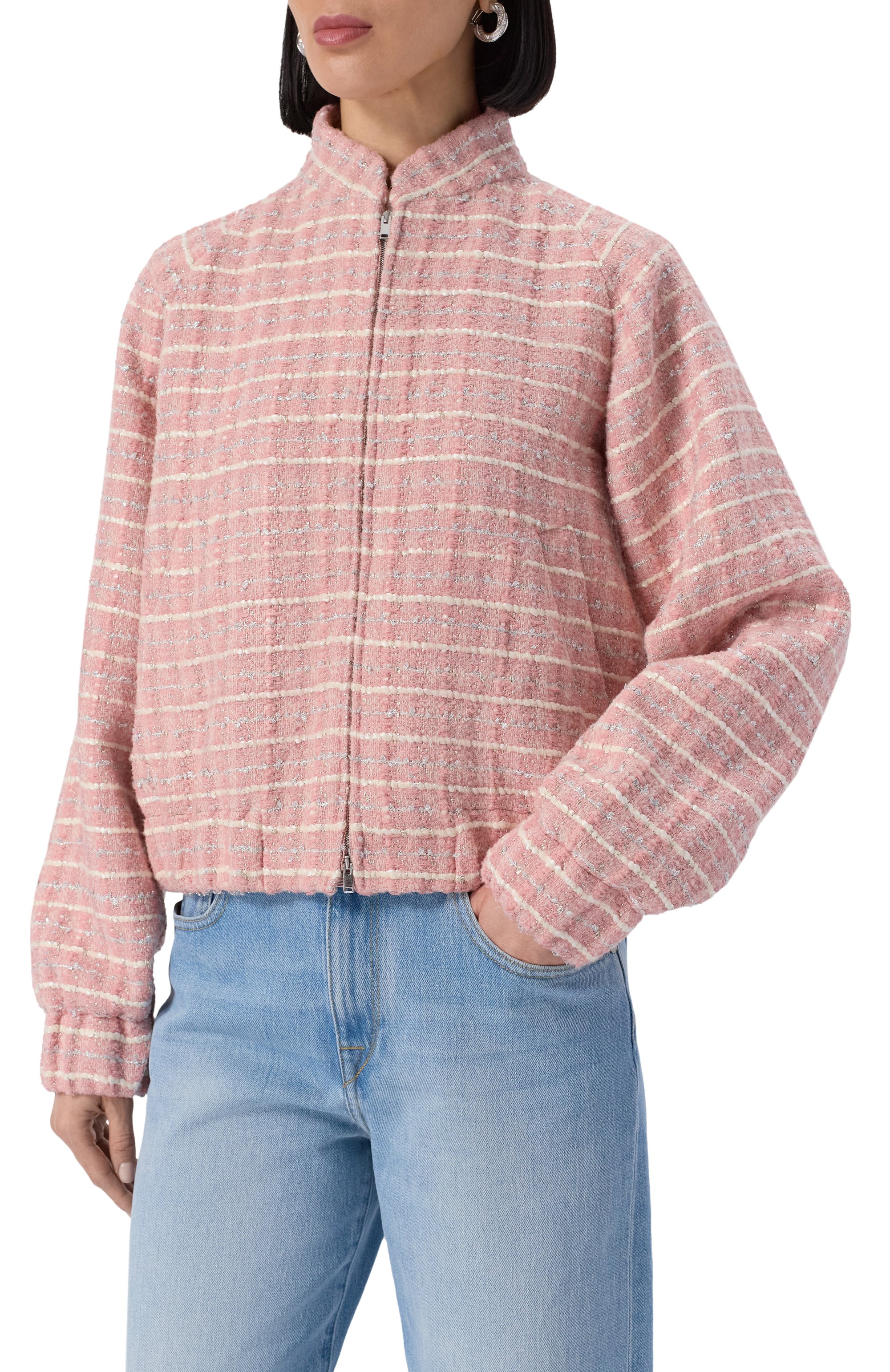 Твидовый бомбер MVST розового цвета по цене 250500 руб., арт. 25E/X2P/0/0041/3056, фото 3 Твидовый бомбер MVST, арт. 25E/X2P/0/0041/3056, фото 3