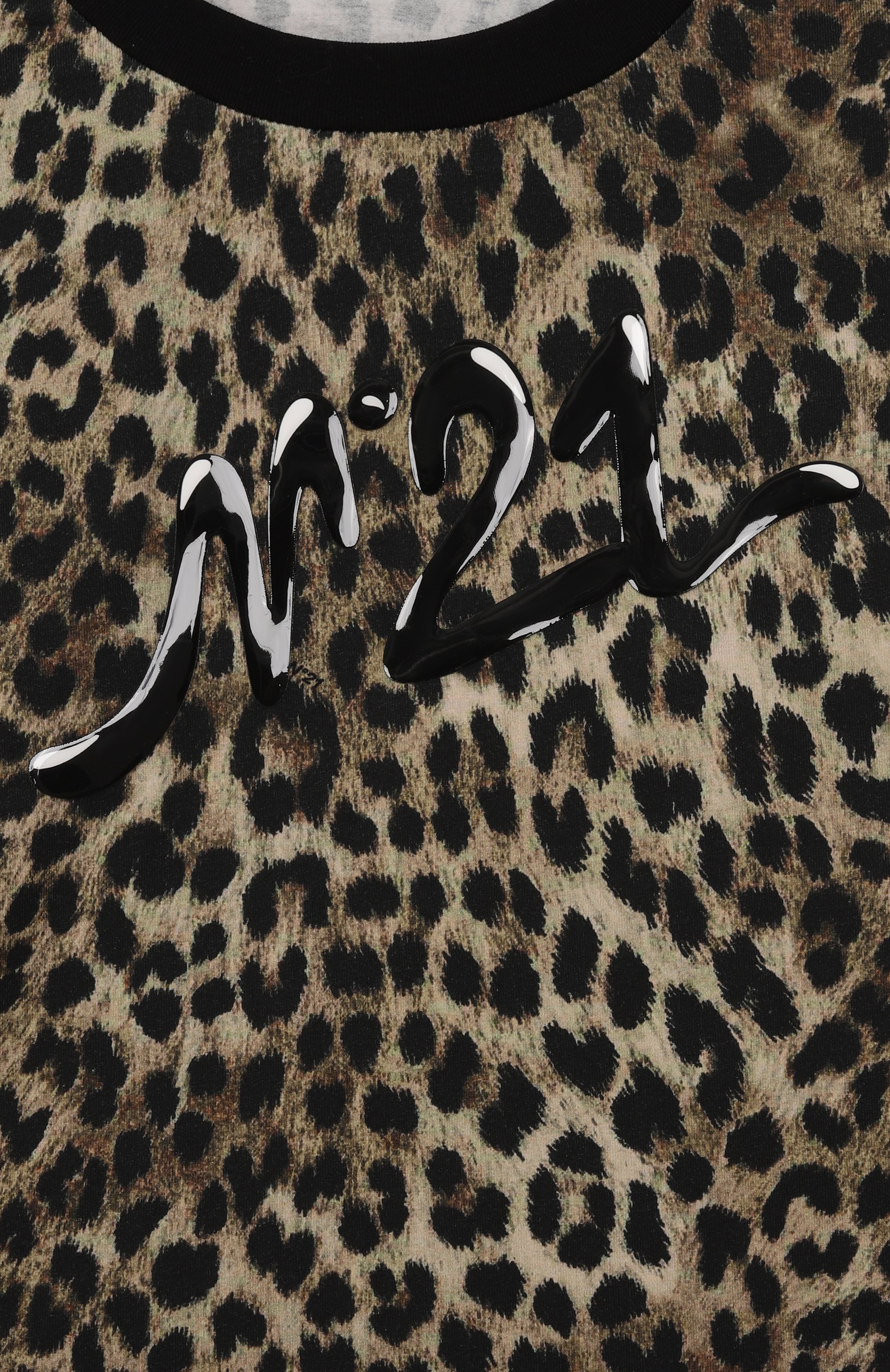 Хлопковая футболка N21 леопардового цвета по цене 11950 руб., арт. N210A9/N0486, фото 3 Хлопковая футболка N21, арт. N210A9/N0486, фото 3