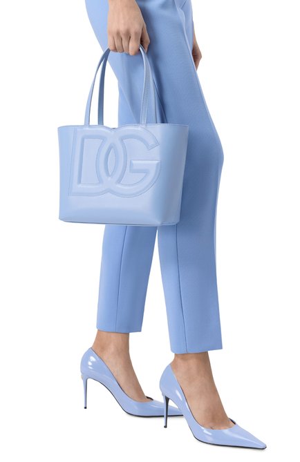 Женская сумка-тоут dg logo medium DOLCE & GABBANA голубого цвета, арт. BB7337/AW576 | Фото 2 (Материал: Натуральная кожа; Размер: medium; Драгоценные камни: Проставлено; Материал сплава: Проставлено)
