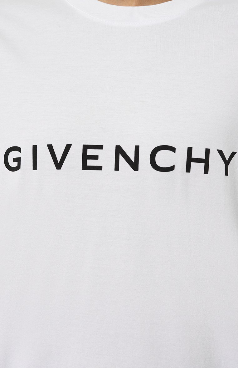 Мужская хлопковая футболка GIVENCHY белого цвета, арт. BM716N3YAC | Фото 5 (Рукава: Короткие; Принт: С принтом; Длина (для топов): Удлиненные; Материал сплава: Проставлено; Материал внешний: Хлопок; Драгоценные камни: Проставлено; Стили: Кэжуэл)