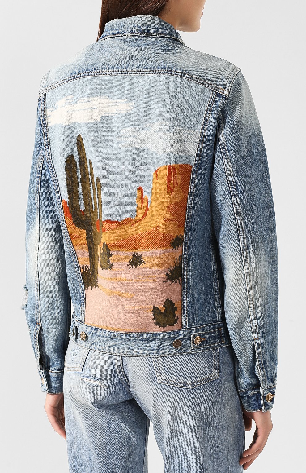 Джинсовая куртка ALANUI голубого цвета по цене 120500 руб., арт. LWYE001R19027040, фото 4 Джинсовая куртка ALANUI, арт. LWYE001R19027040, фото 4