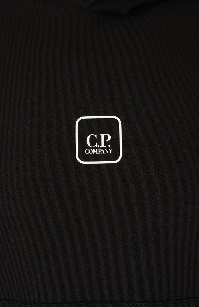 Мужской хлопковое худи C.P. COMPANY черного цвета, арт. 18CLSS052A006452W | Фото 6 (Драгоценные камни: Проставлено; Материал сплава: Проставлено; Длина (для топов): Стандартные; Материал внешний: Хлопок; Рукава: Длинные; Стили: Кэжуэл; Мужское Кросс-КТ: Худи-одежда; Принт: С принтом)