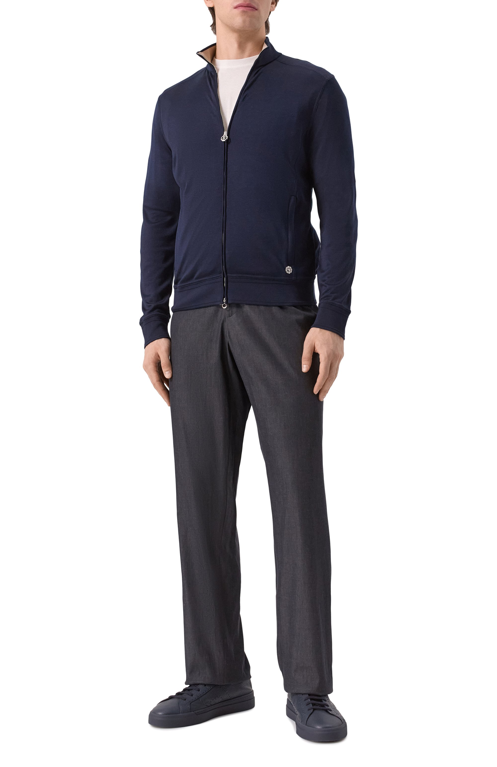 Хлопковые брюки KITON темно-серого цвета по цене 123000 руб., арт. UPN007H0922801, фото 2 Хлопковые брюки KITON, арт. UPN007H0922801, фото 2