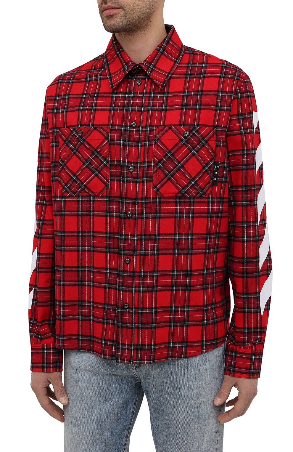 Хлопковая рубашка OFF-WHITE красного цвета по цене 74700 руб., арт. 0MGA133S21FAB001, фото 3 Хлопковая рубашка OFF-WHITE, арт. 0MGA133S21FAB001, фото 3