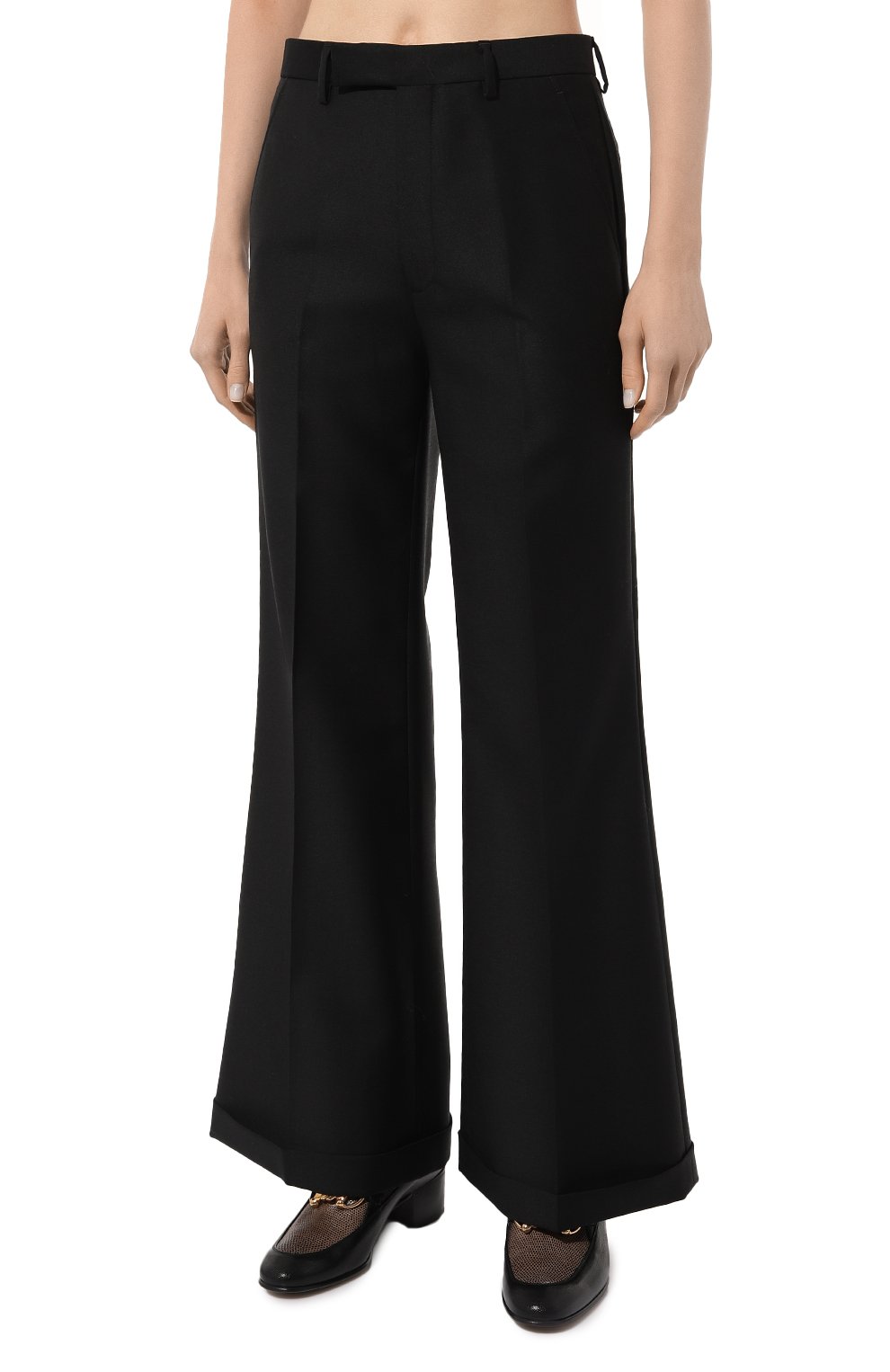 Шерстяные брюки GUCCI черного цвета по цене 158400 руб., арт. 570604 ZAA11, фото 3 Шерстяные брюки GUCCI, арт. 570604 ZAA11, фото 3