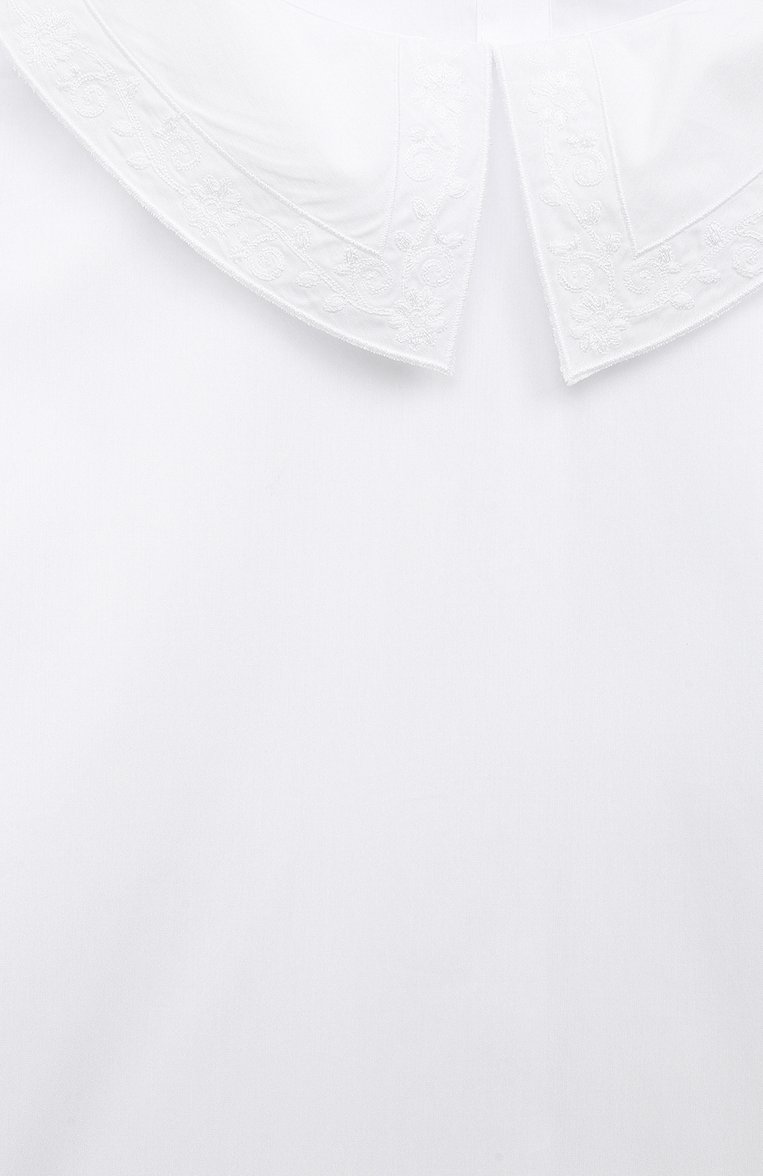 Детское хлопковая блузка DAL LAGO белого цвета, арт. R420/7537/13-16 | Фото 3 (Рукава: Длинные; Материал сплава: Проставлено; Материал внешний: Хлопок; Стили: Классический; Драгоценные камни: Проставлено; Ростовка одежда: 13 - 15 лет | 158 см, 16 лет | 164 см)