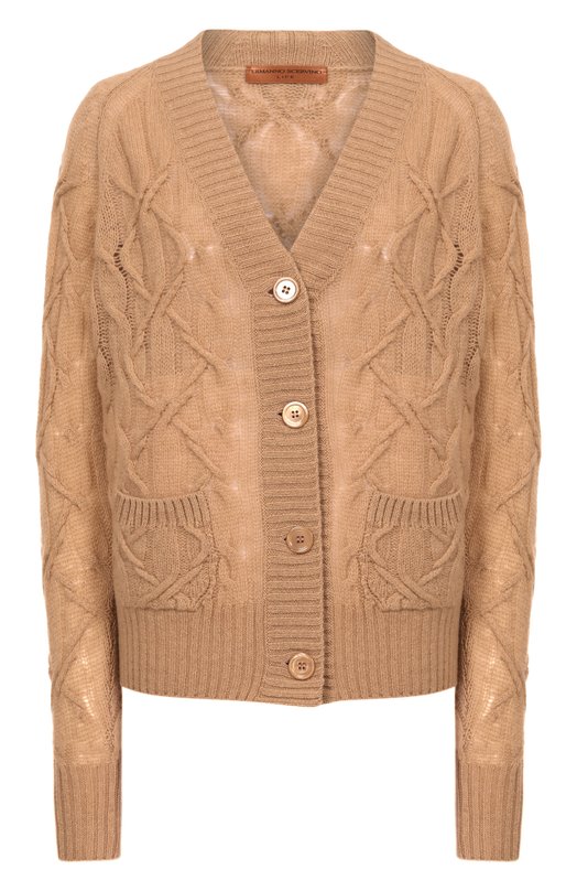 Кардиган из шерсти и кашемира Ermanno Scervino D474N500DGE Бежевый D474N500DGE