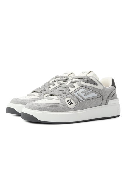 Мужские комбинированные кеды b-court skate BALMAIN серого цвета, арт. EM1VI378/TFJM | Фото 1 (Материал сплава: Проставлено; Драгоценные камни: Проставлено; Материал внутренний: Текстиль; Материал внешний: Текстиль; Подошва: Массивная)