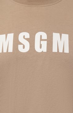 Женская хлопковая футболка MSGM бежевого цвета, арт. 3641MDM92/247002 | Фото 5 (Рукава: Короткие; Длина (для топов): Стандартные; Принт: С принтом; Материал сплава: Проставлено; Материал внешний: Хлопок; Женское Кросс-КТ: Футболка-одежда; Драгоценные камни: Проставлено; Стили: Кэжуэл)