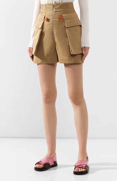 Хлопковые шорты LOEWE бежевого цвета по цене 72800 руб., арт. D2192110PA, фото 3 Хлопковые шорты LOEWE, арт. D2192110PA, фото 3