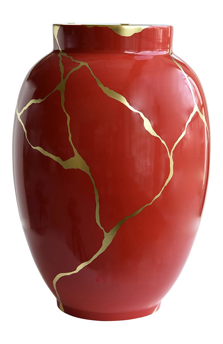 Ваза kintsugi  BERNARDAUD красного цвета, арт. 1834/22986 | Фото 1 (Нос: Не проставлено; Региональные ограничения белый список (Axapta Mercury): Не проставлено; Коллекция: Kintsugi; Ограничения доставки: fragile-2)