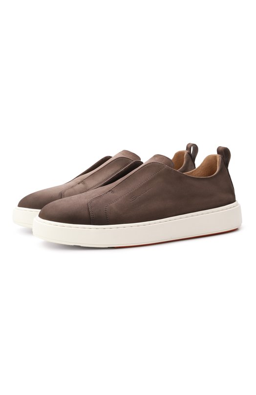 Замшевые кеды Cleanic Santoni MBCG21995BARKFEH Коричневый MBCG21995BARKFEH