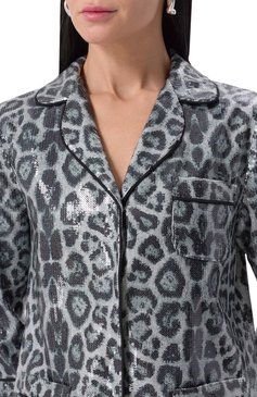 Женский жакет с отделкой пайетками IN THE MOOD FOR LOVE леопардового цвета, арт. RS2500300002 | Фото 5 (Рукава: 3/4; Драгоценные камни: Проставлено; Длина (для топов): Стандартные; Материал сплава: Проставлено; Кросс-КТ: костюм; 1-2-бортные: Однобортные; Женское Кросс-КТ: Жакет-одежда; Стили: Гламурный; Материал внешний: Синтетический материал)