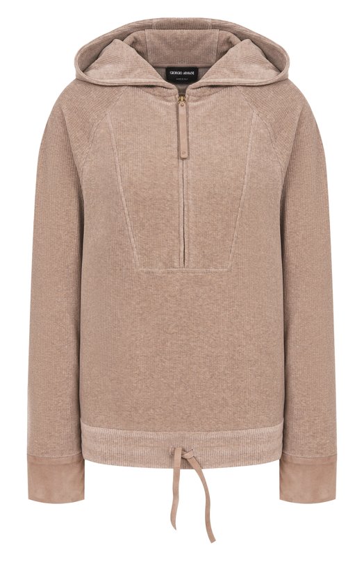 Худи из хлопка и кашемира Giorgio Armani GW002418/AF19786 Бежевый GW002418/AF19786