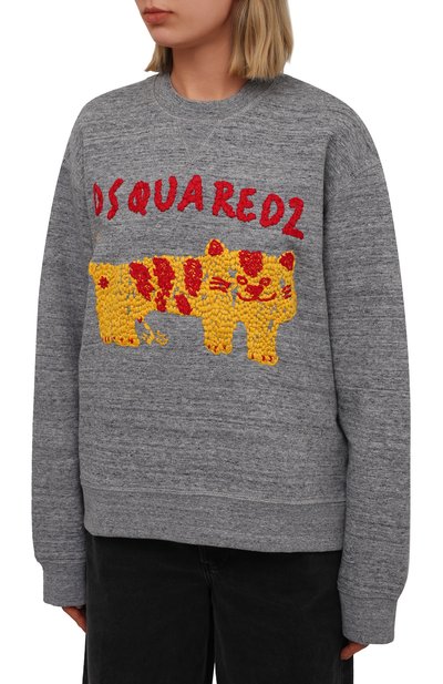 Хлопковый свитшот DSQUARED2 серого цвета по цене 57000 руб., арт. S75GU0421/S25463, фото 3 Хлопковый свитшот DSQUARED2, арт. S75GU0421/S25463, фото 3