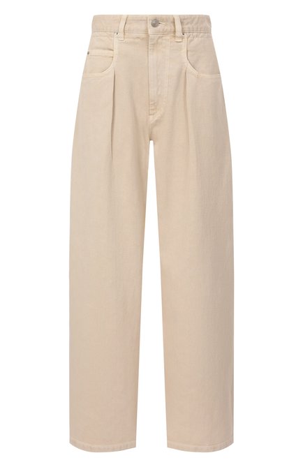 Женские джинсы ISABEL MARANT ETOILE светло-бежевого цвета, арт. 25PPA0501FB/C1H01E | Фото 1 (Материал сплава: Проставлено; Материал внешний: Хлопок; Длина (брюки, джинсы): Стандартные; Драгоценные камни: Проставлено)