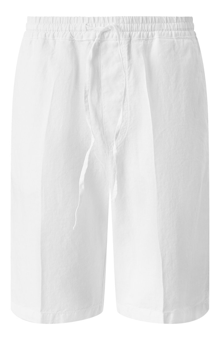 Мужские льняные шорты 120% LINO белого цвета, арт. 32ALIM29CM/0253/000 | Фото 1 (Материал внешний: Лен; Стили: Кэжуэл; Принт: Без принта; Случай: Повседневный; Длина Шорты М: Ниже колена)