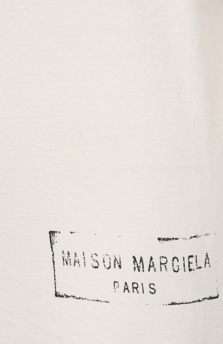 Женская хлопковый лонгслив MAISON MARGIELA кремового цвета, арт. S51GC0535/S24567 | Фото 6 (Длина (для топов): Стандартные; Рукава: Длинные; Материал внешний: Хлопок; Стили: Минимализм; Принт: Без принта; Автоматизация состава: Проставлено; Автоматизация ТО: Проставлено)