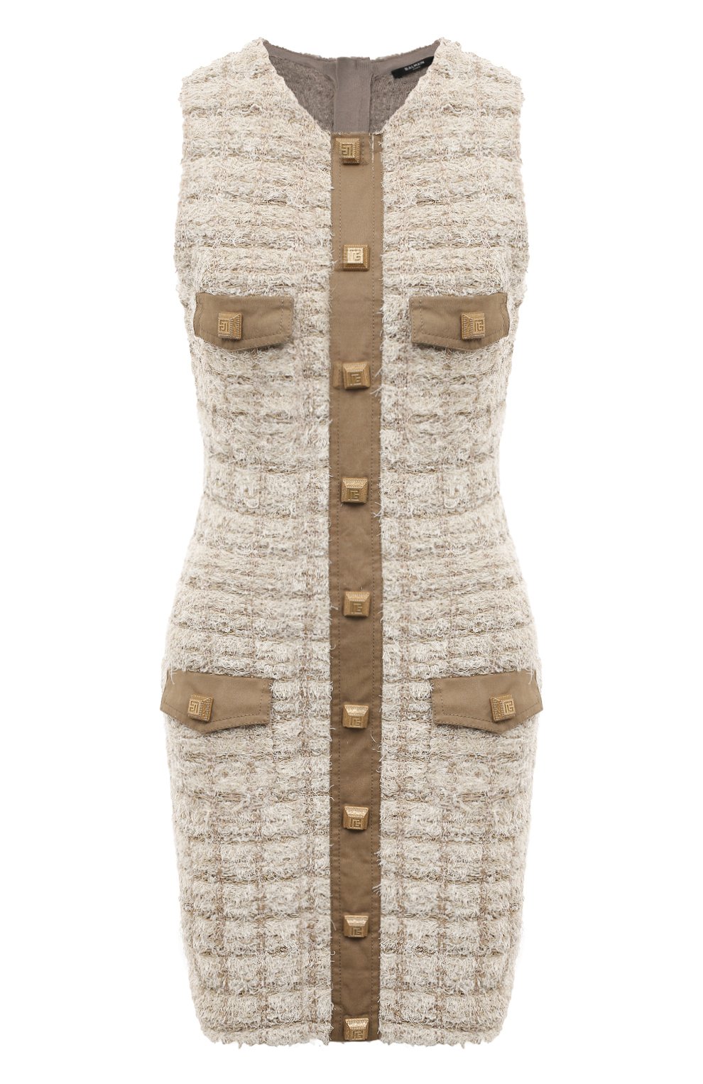 Платье BALMAIN кремового цвета по цене 288500 руб., арт. AF1R3066KD77, фото 1 Платье BALMAIN, арт. AF1R3066KD77, фото 1