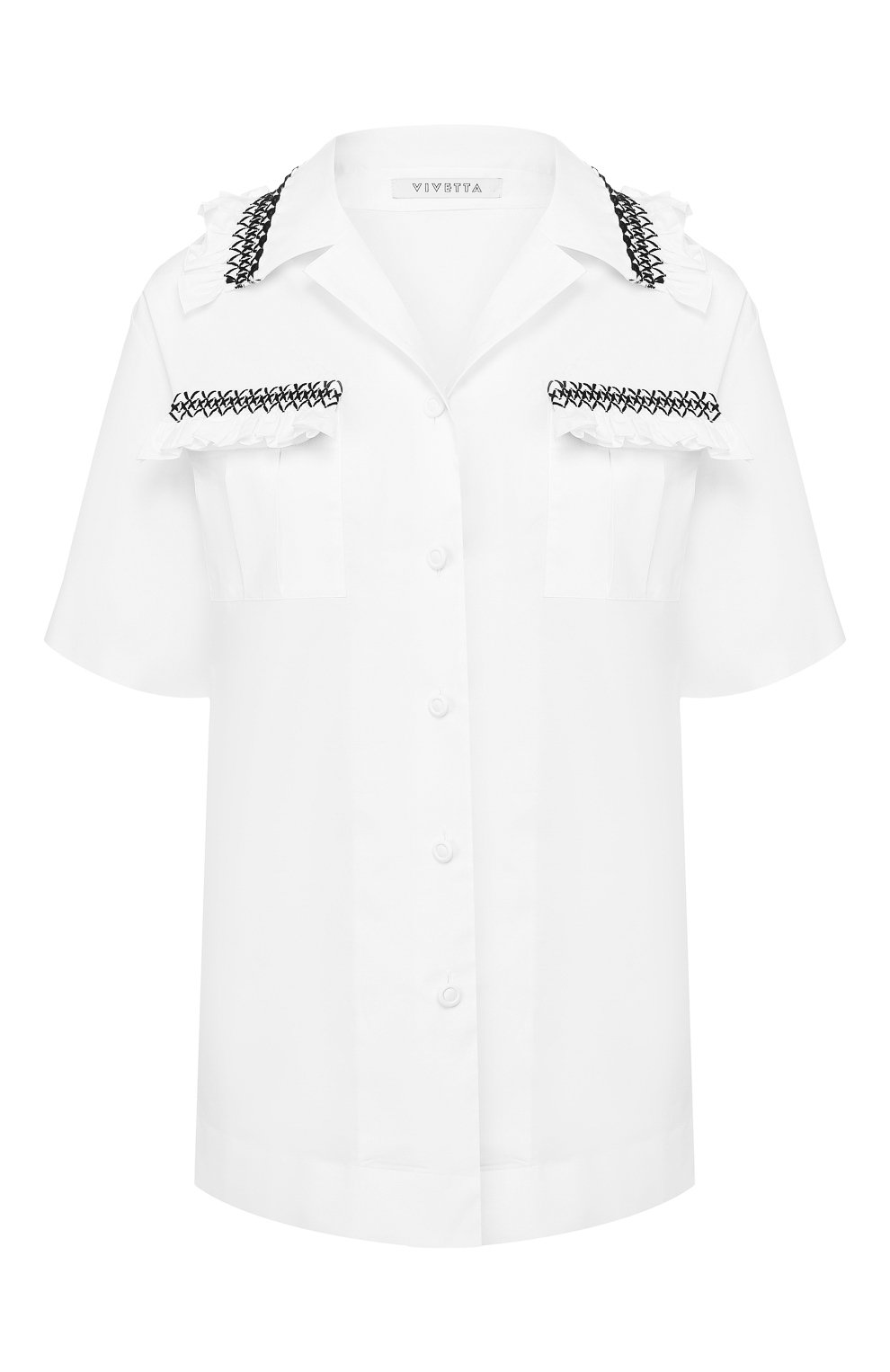 Хлопковая рубашка VIVETTA белого цвета по цене 37350 руб., арт. 20E V2S0/G122/0650, фото 1 Хлопковая рубашка VIVETTA, арт. 20E V2S0/G122/0650, фото 1