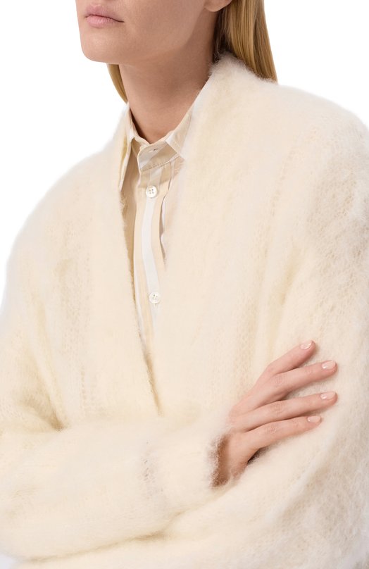 Кардиган из кашемира и шелка Brunello Cucinelli MLD346106 Кремовый  MLD346106 Фото 5