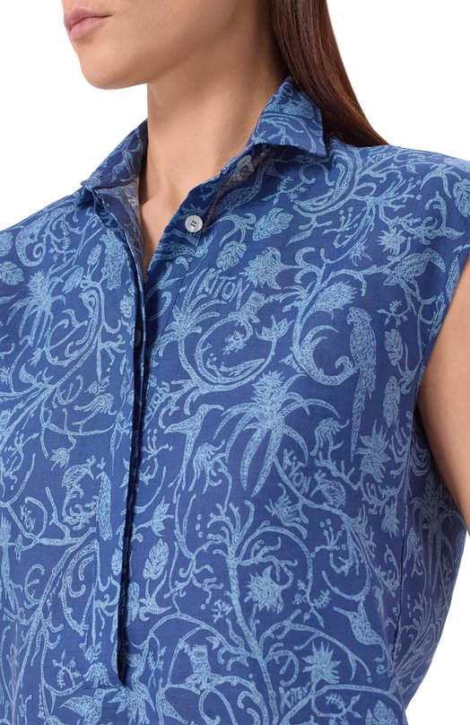 Льняной топ Kiton D48410H09717 Синий  D48410H09717 Фото 5