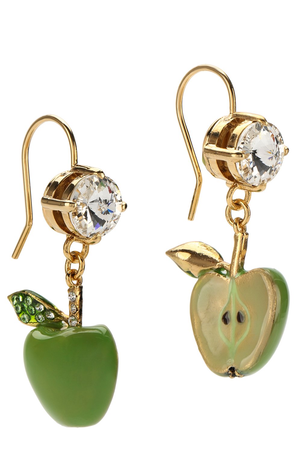 Серьги с фигурными подвесками MIU MIU светло-зеленого цвета по цене 27500 руб., арт. 5JO210-2BSB-F0K6M, фото 2 Серьги с фигурными подвесками MIU MIU, арт. 5JO210-2BSB-F0K6M, фото 2