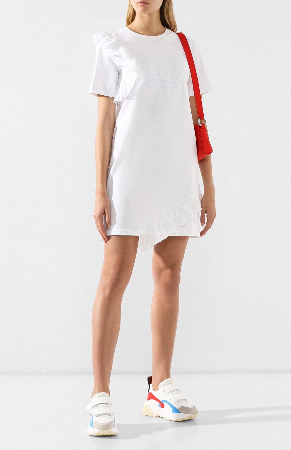 Хлопковое платье KENZO белого цвета по цене 23050 руб., арт. 2R07014YH, фото 2 Хлопковое платье KENZO, арт. 2R07014YH, фото 2
