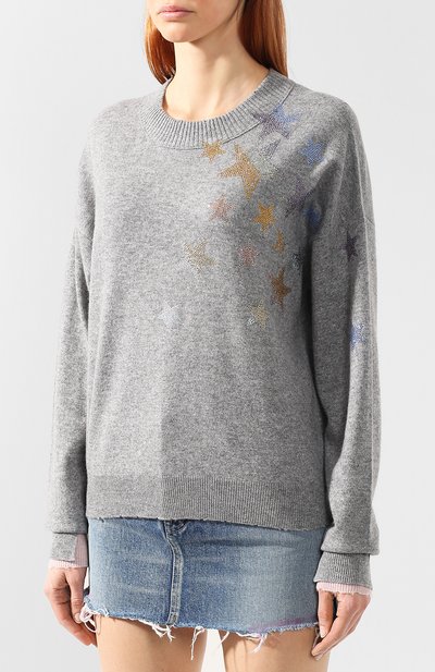 Кашемировый пуловер ZADIG AND VOLTAIRE серого цвета по цене 47900 руб., арт. SHMZ1107F, фото 3 Кашемировый пуловер ZADIG AND VOLTAIRE, арт. SHMZ1107F, фото 3