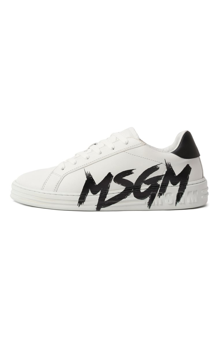 Женские кожаные кеды MSGM белого цвета, арт. 3841MDS506/924 | Фото 4 (Материал внутренний: Натуральная кожа; Материал сплава: Проставлено; Ма�териал внешний: Натуральная кожа; Драгоценные камни: Проставлено; Подошва: Платформа; Материал утеплителя: Без утеплителя; Стили: Кэжуэл; Кросс-КТ: Низкие)
