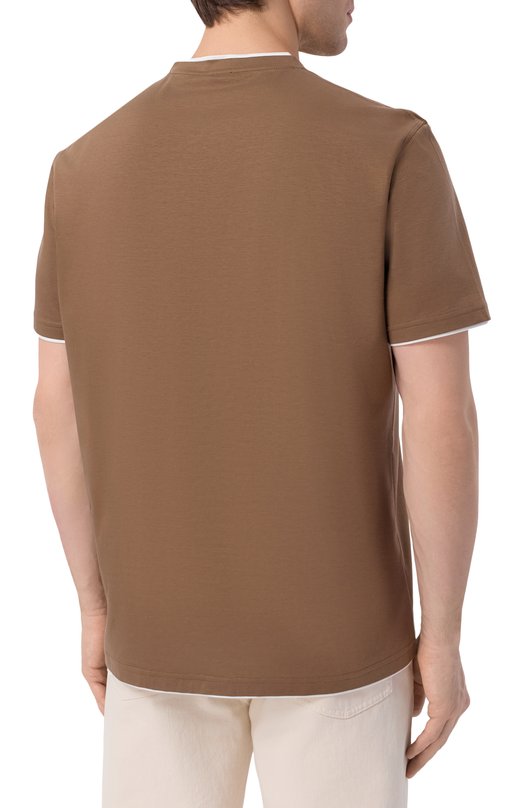 Хлопковая футболка Kiton UMK0970 Коричневый  UMK0970 Фото 4