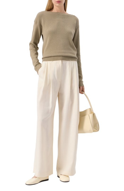 Хлопковый пуловер Max Mara Leisure SVAG0 Хаки  SVAG0 Фото 2