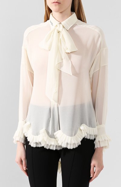 Блузка с оборкой PHILOSOPHY DI LORENZO SERAFINI белого цвета по цене 71650 руб., арт. A0208/5717, фото 3 Блузка с оборкой PHILOSOPHY DI LORENZO SERAFINI, арт. A0208/5717, фото 3
