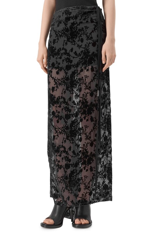 Юбка из вискозы и шелка Ann Demeulemeester B0010457/FA616 Чёрный  B0010457/FA616 Фото 3