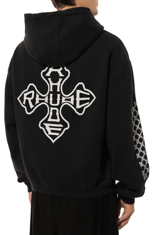 Хлопковая толстовка Rhude RHPF24H005012 Чёрный  RHPF24H005012 Фото 4