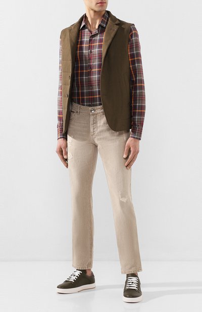 Льняной жилет LORO PIANA хаки цвета по цене 125500 руб., арт. FAL1520, фото 2 Льняной жилет LORO PIANA, арт. FAL1520, фото 2