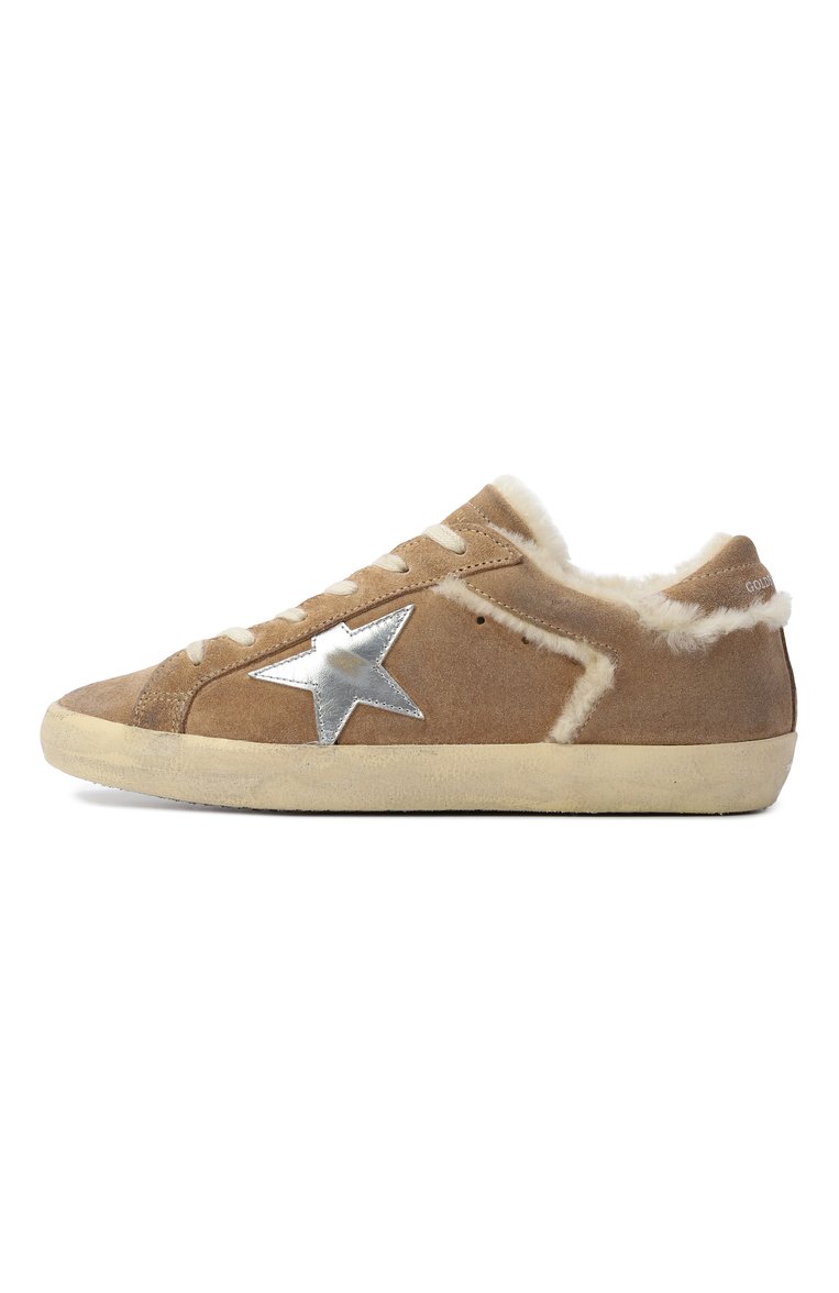 Женские замшевые кеды  super star GOLDEN GOOSE DELUXE BRAND коричневого цвета, арт. GWF00103.F006893 | Фото 4 (Подошва: Платформа; Материал внешний: Натуральная кожа, Замша; Материал утеплителя: Натуральный мех; Кросс-КТ: Низкие; Стили: Кэжуэл)