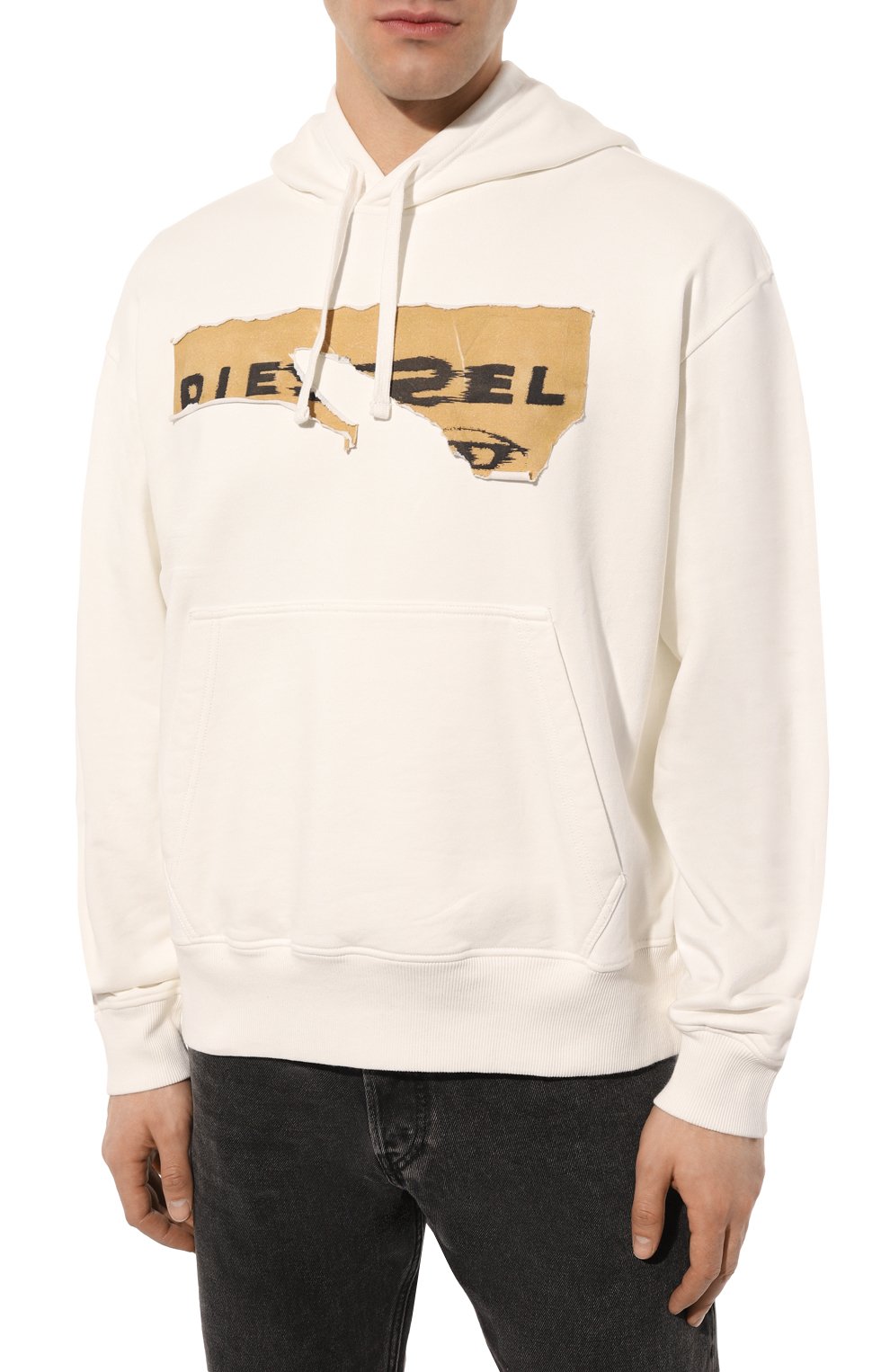 Хлопковое худи DIESEL кремового цвета по цене 48050 руб., арт. A08528/0EJAA, фото 3 Хлопковое худи DIESEL, арт. A08528/0EJAA, фото 3