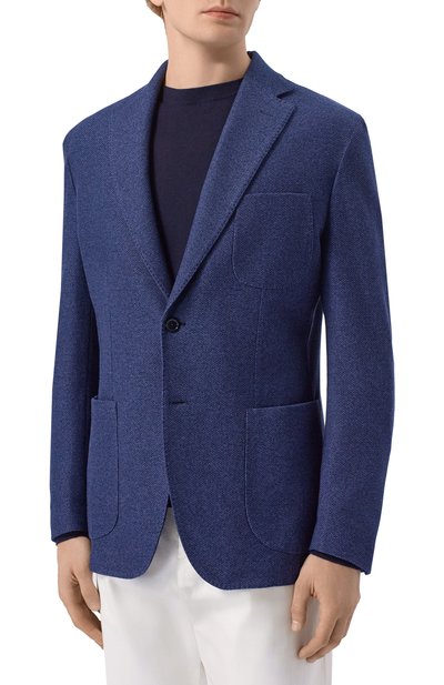 Хлопковый пиджак MVST синего цвета по цене 198500 руб., арт. TRIC0TT0N 40886, фото 3 Хлопковый пиджак MVST, арт. TRIC0TT0N 40886, фото 3