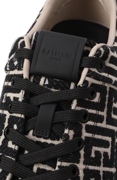 Мужские текстильные кеды b-court BALMAIN черного цвета, арт. DM1VI288/TJCM | Фото 7 (Материал внешний: Текстиль; Подошва: Массивная; Драгоценные камни: Проставлено; Материал внутренний: Натуральная кожа; Материал сплава: Проставлено; Кросс-КТ: Низкие; Материал утеплителя: Без утеплителя; Стили: Классический)
