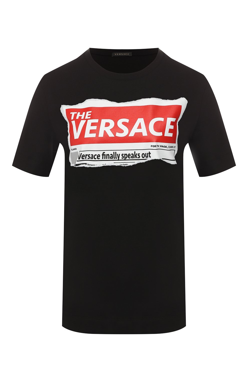 Хлопковая футболка VERSACE черного цвета по цене 43650 руб., арт. A82607/A224589, фото 1 Хлопковая футболка VERSACE, арт. A82607/A224589, фото 1