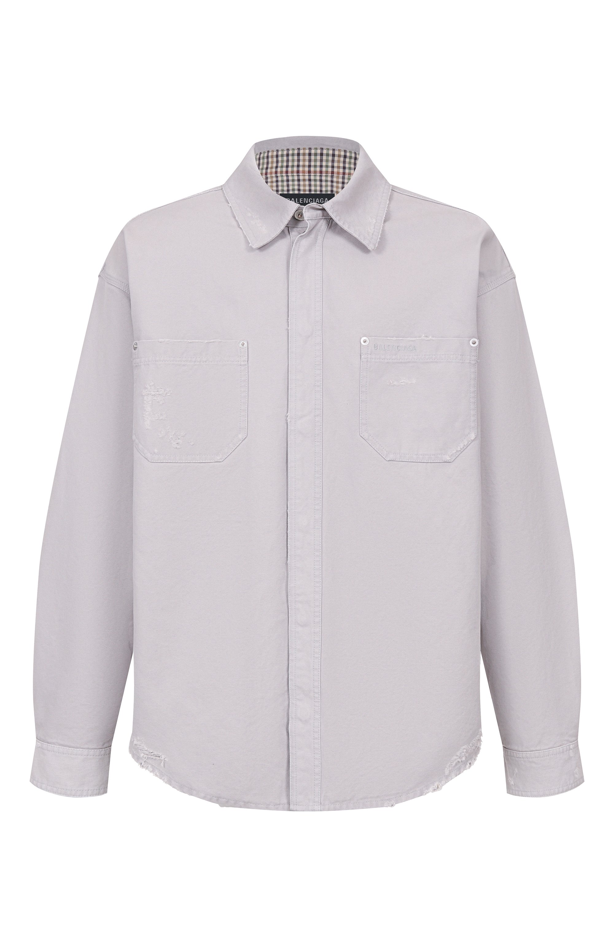 Хлопковая куртка-рубашка BALENCIAGA серого цвета по цене 226500 руб., арт. 839085/TRP15, фото 1 Хлопковая куртка-рубашка BALENCIAGA, арт. 839085/TRP15, фото 1