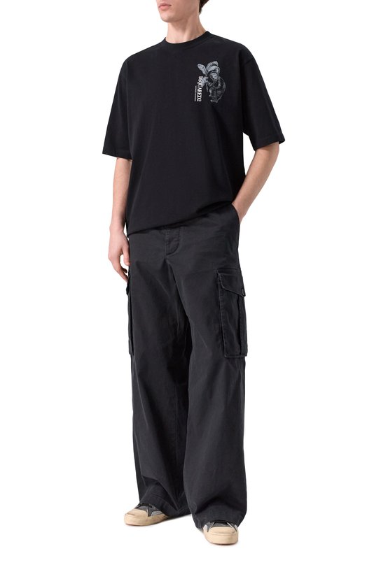 Хлопковая футболка Dsquared2 S74GD1546/D20106 Чёрный  S74GD1546/D20106 Фото 2