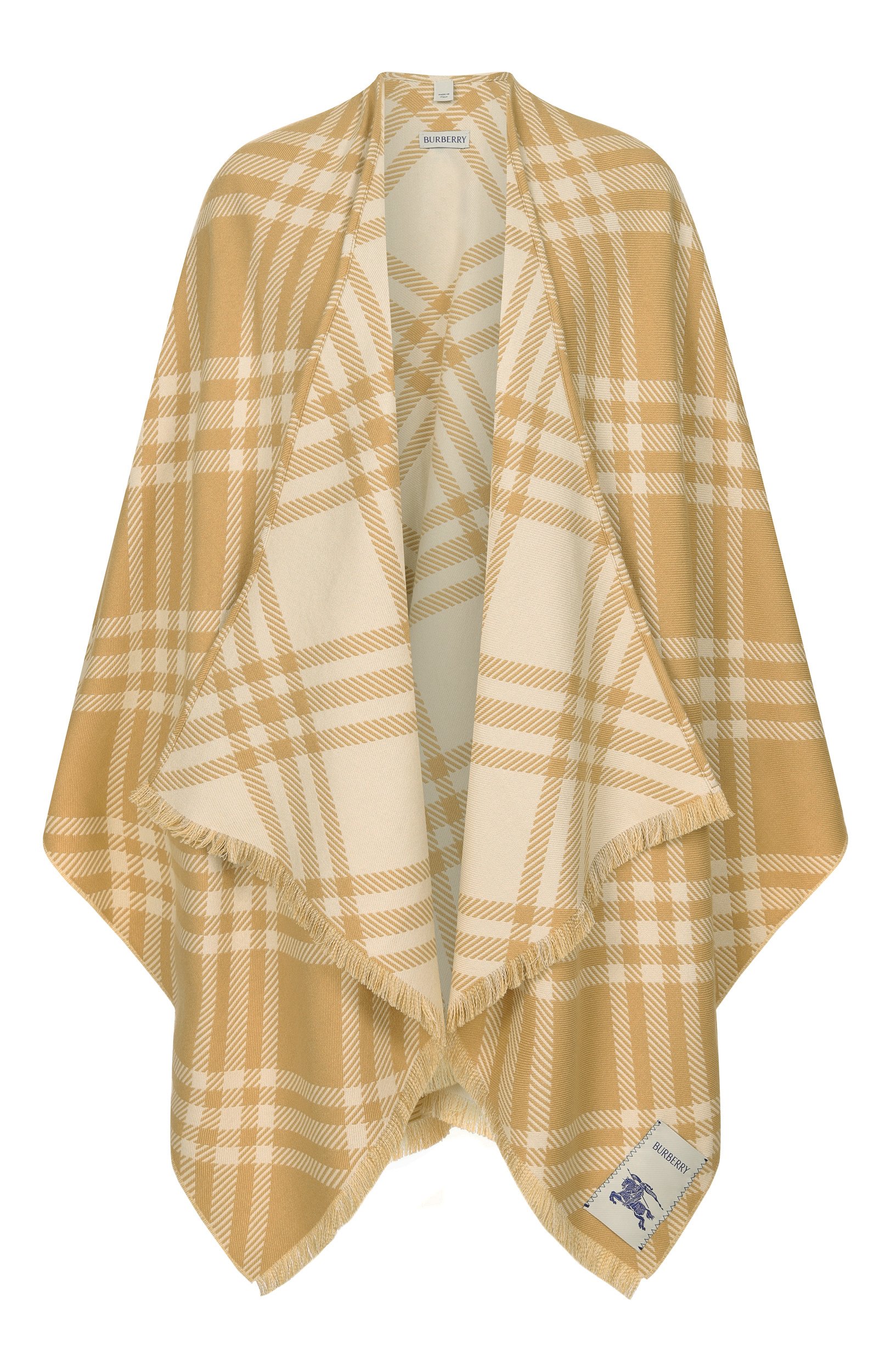 Пончо из шерсти и шелка BURBERRY бежевого цвета по цене 161500 руб., арт. 8129971, фото 1 Пончо из шерсти и шелка BURBERRY, арт. 8129971, фото 1