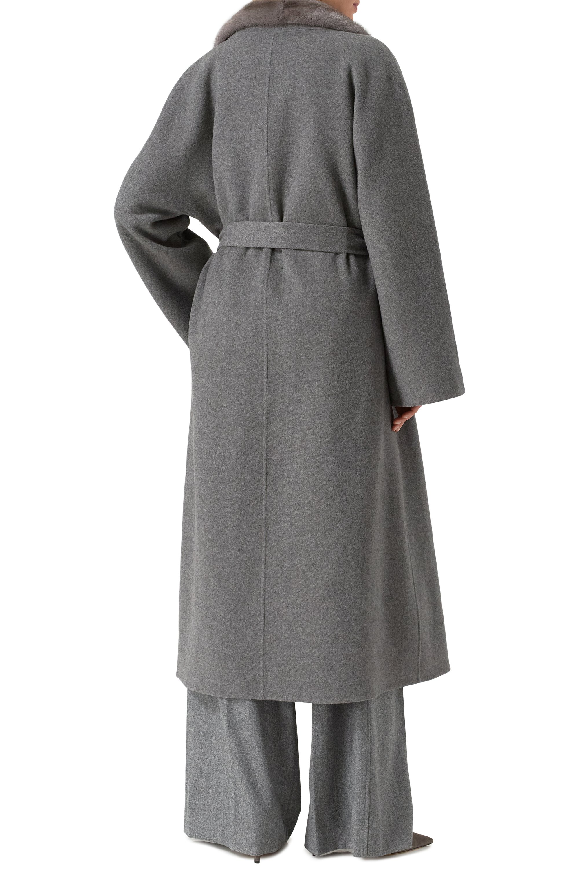 Пальто из шерсти и кашемира с отделкой из норки MVST серого цвета по цене 1350000 руб., арт. FTBPL-Y326V/LP1371, фото 4 Пальто из шерсти и кашемира с отделкой из норки MVST, арт. FTBPL-Y326V/LP1371, фото 4